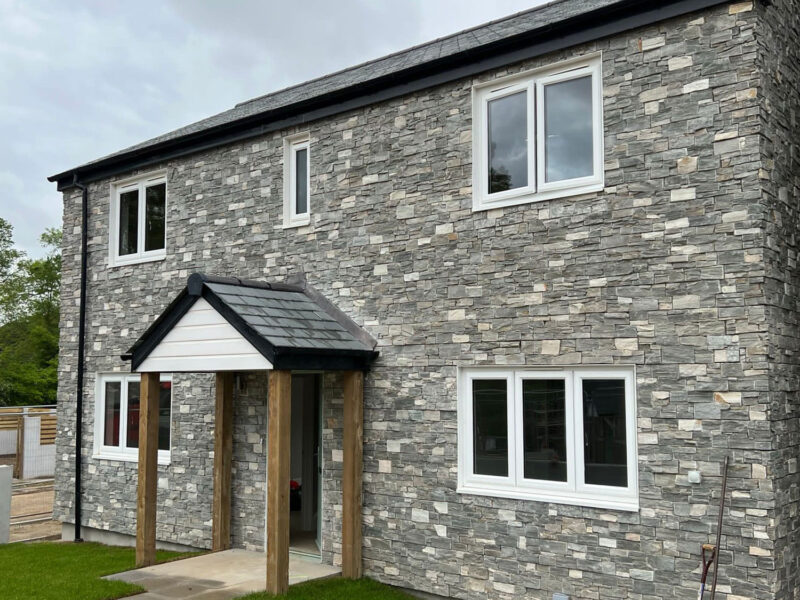 Grey stone cladding house