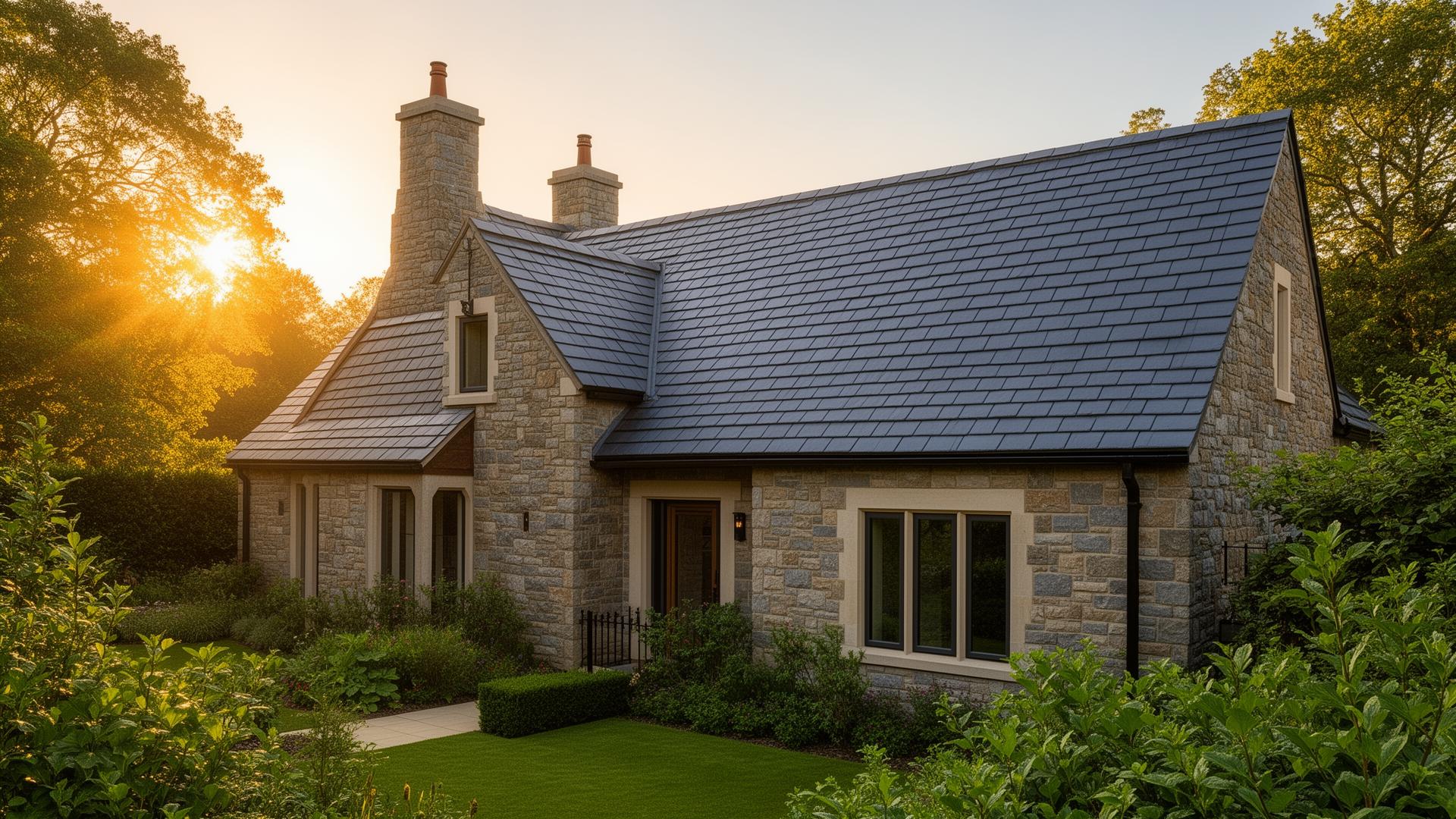 Beautiful home with natural slate roofing