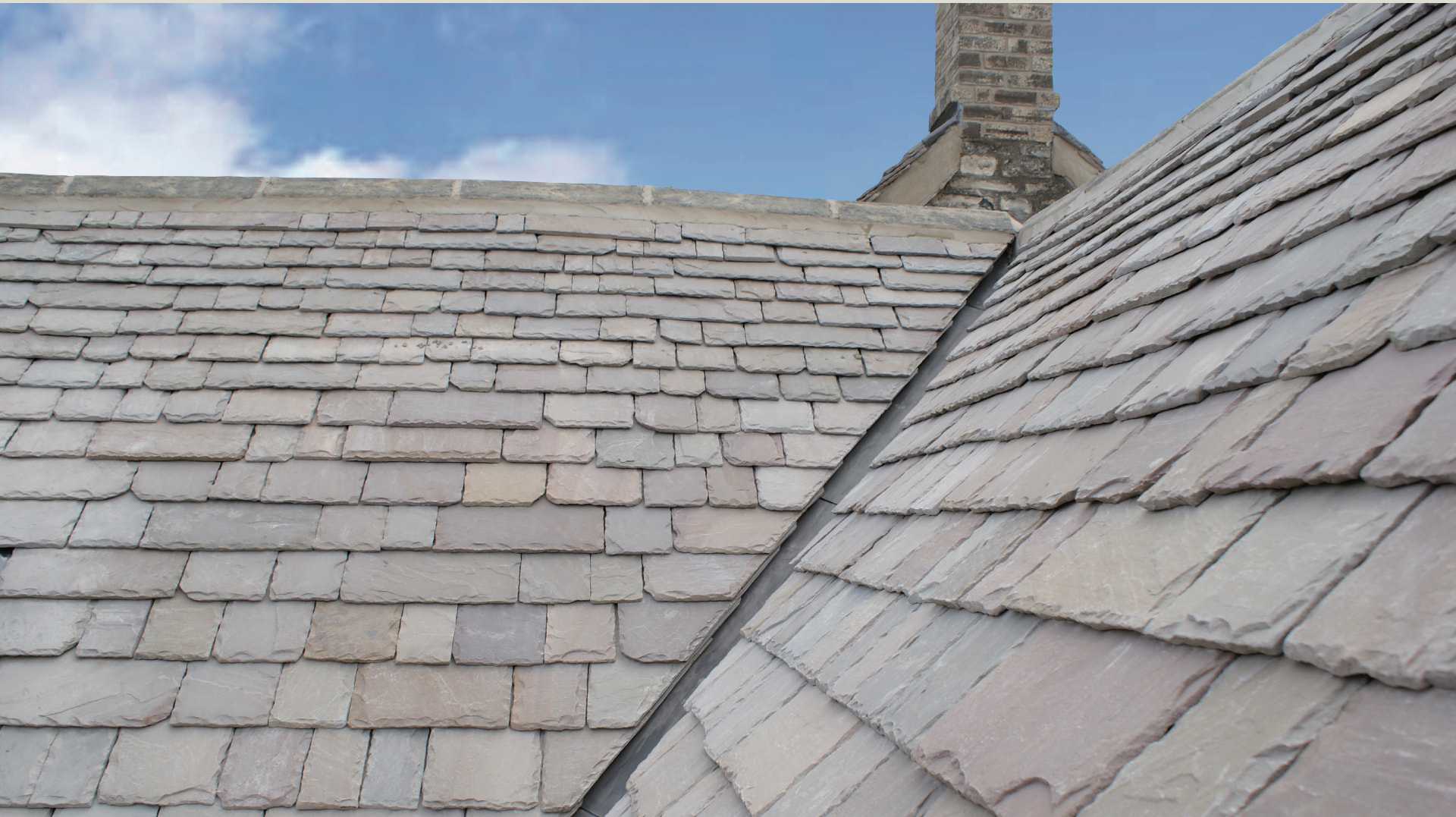 Cotswold roof laid in random diminishing courses of natural stone