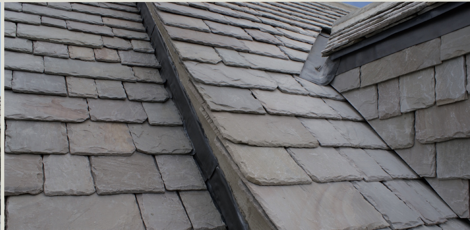 Cotswold roof stone at the ridge line